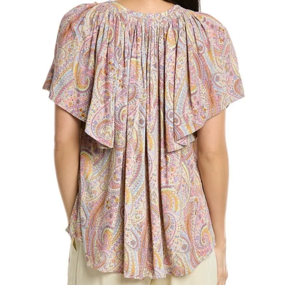 Elie TAHARI Paisley Boho Blouse - Picture 2 of 6